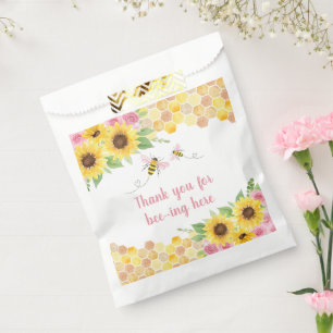 Pink Bee Sunflower Birthday Favour Bag