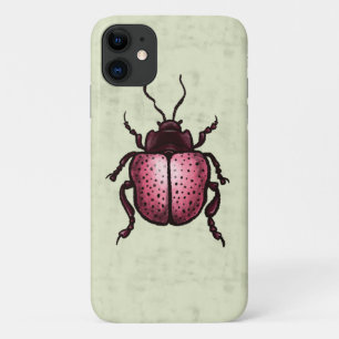 Pink Beetle Cute Bug Art - Insect Lover iPhone 11 Case