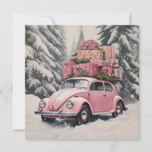 Pink Beetle Holiday Ornament & Gift Tag Card