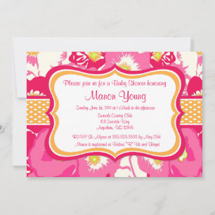 Pink Begonia Baby or Bridal Shower Invitation