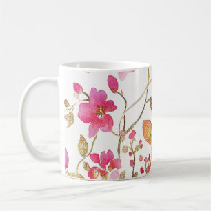 Pink begonia flower pattern coffee mug