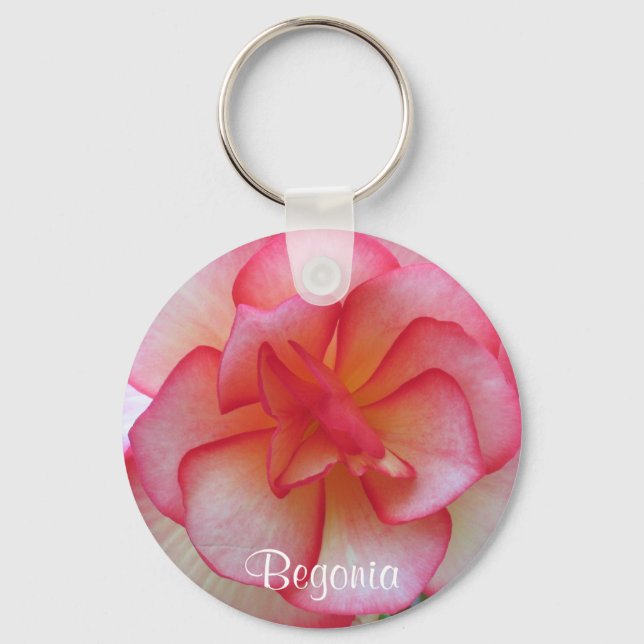 Pink Begonia Keychain (Front)
