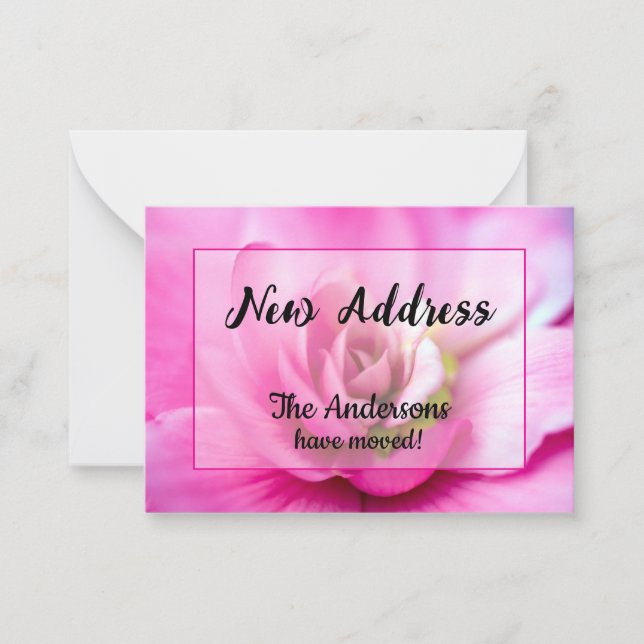 Pink Begonia New Address Announcement (Front)
