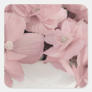 Pink Begonias Square Sticker