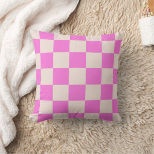 Pink Beige Chequerboard Pillow Design