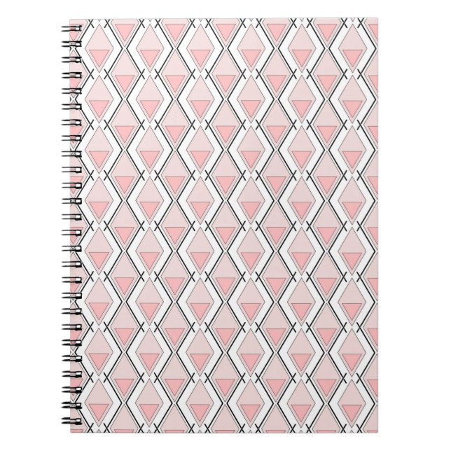 Pink beige geometric pattern notebook (Front)