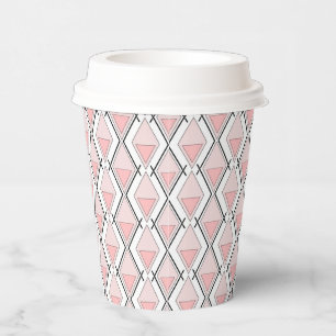 Pink beige geometric pattern paper cups