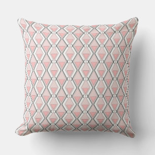 Pink beige geometric pattern throw pillow