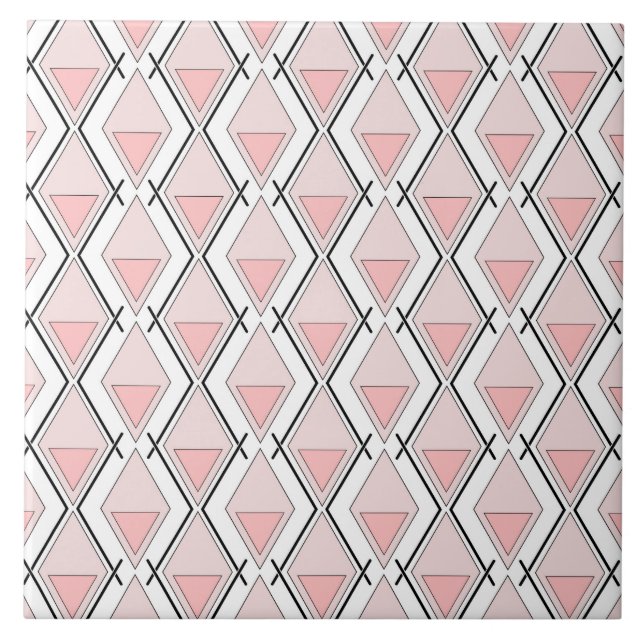 Pink beige geometric pattern tile (Front)