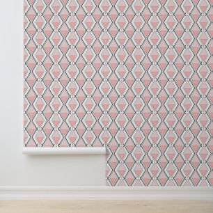 Pink beige geometric pattern wallpaper