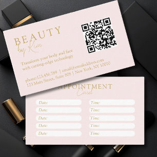 Pink & Beige-Gold, Minimal, Elegant, Salon Appointment Card