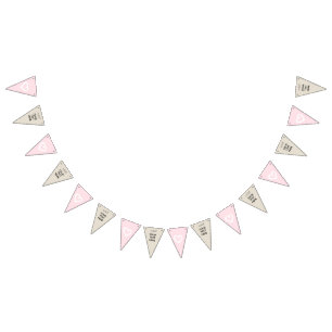 Pink Beige Hearts girl wedding Party CUSTOMIZE IT! Bunting Flags