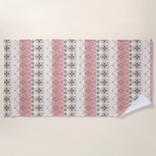 Pink beige ornament  beach towel
