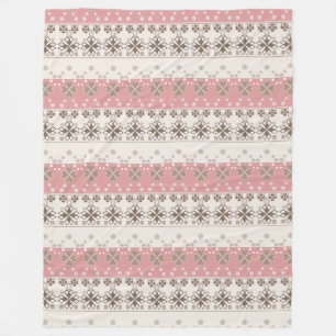 Pink beige ornament fleece blanket