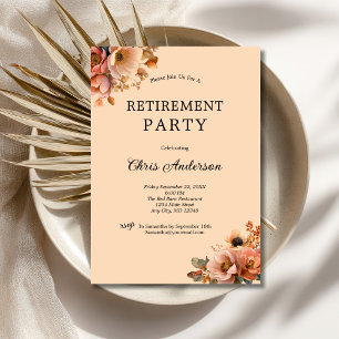 Pink Beige Party Floral Elegant Modern Retirement Invitation