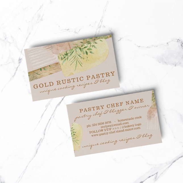 Pink Beige Pastry Chef Cake cafe spatula bakery Business Card (bakery business  chef)