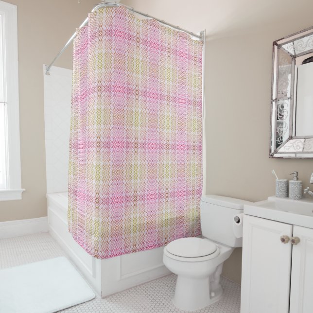 Pink Beige Plaid Pattern Country Decor (In Situ)
