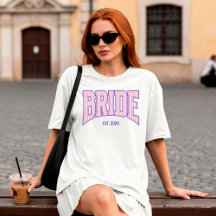 Pink + Beige Stripe Navy Varsity BRIDE