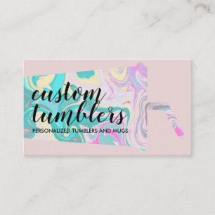 Pink beige Tumbler travel mug shop crafter Business Card