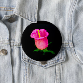 Pink Bellflower Black ALL SIZES 4 Inch Round Button