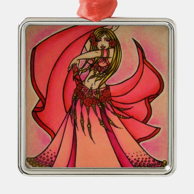 Pink Belly dancer Metal Ornament (Front)