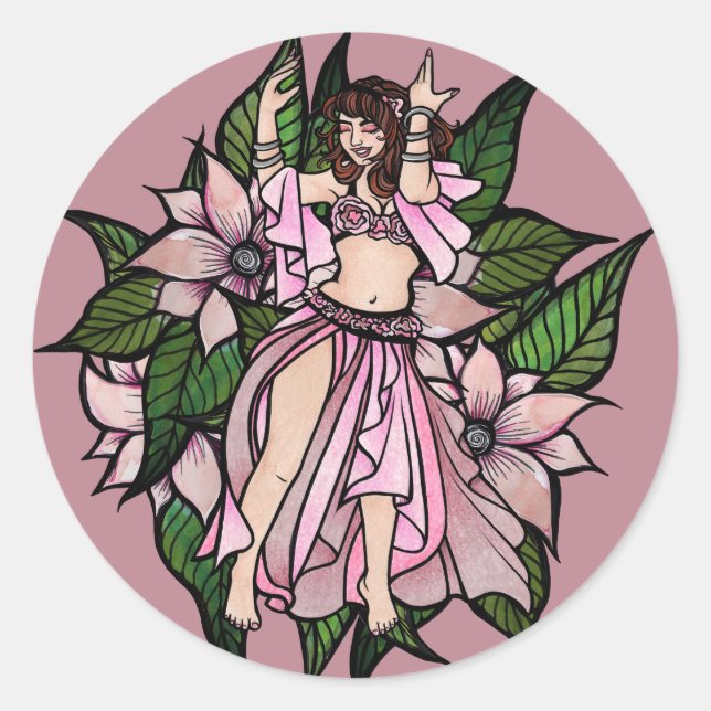 Pink Belly Dancer Shimmy                           Classic Round Sticker (Front)