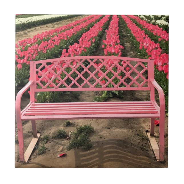 Pink Bench with Pink Tulips Tile (Front)