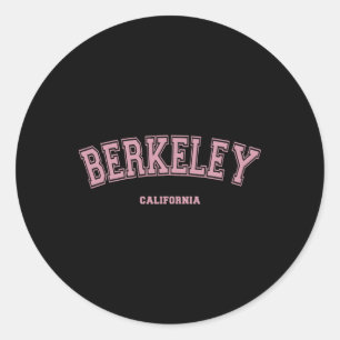 Pink Berkeley California Ca Varsity Style On Berke Classic Round Sticker