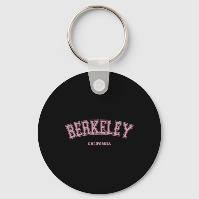 Pink Berkeley California Ca Varsity Style On Berke Keychain (Front)