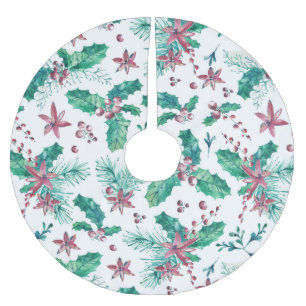 Pink Berries And Flowers Brushed Polyester Tree Skirt