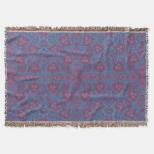 Pink berries, boho 70s floral pattern blueshades throw blanket