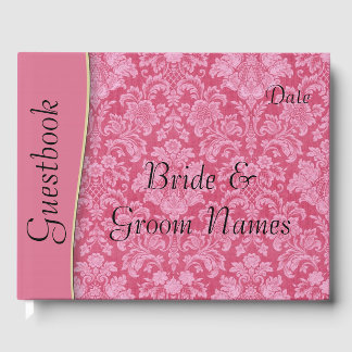 Pink Berry Damask Wedding or Shower Guestbook