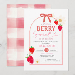 Pink Berry Sweet Baby Shower Invitation 