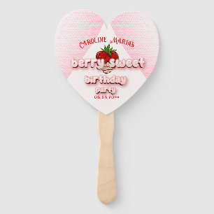Pink Berry Sweet Strawbery Birthday Girl Photo Hand Fan