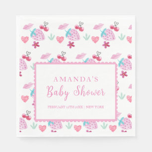 Pink Berry Sweet Sweetheart Valentine Baby Shower  Napkin