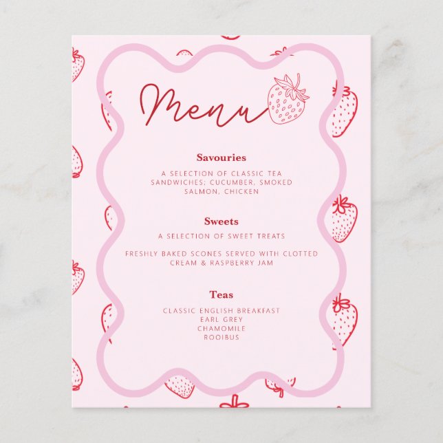 Pink Berry Sweet Theme Baby Shower Afternoon Tea (Front)
