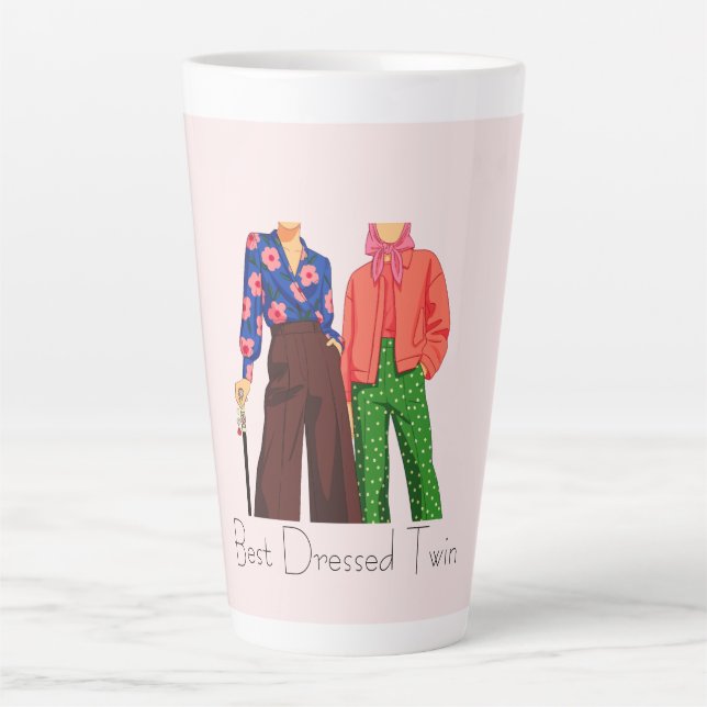 Pink Best Dressed Twin Latte Mug (Front)