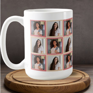 Pink Best Friends Patchwork Two Photo Squares Coffee Mug