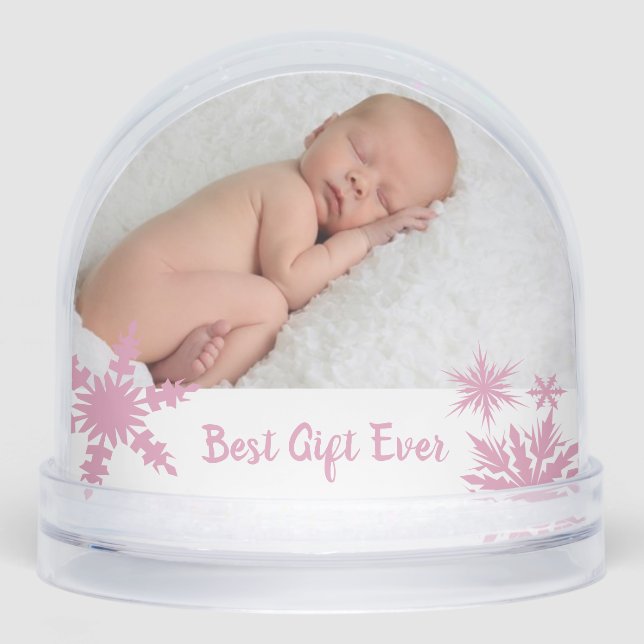 Pink Best Gift Ever Double Photo Snowglobe (Front)