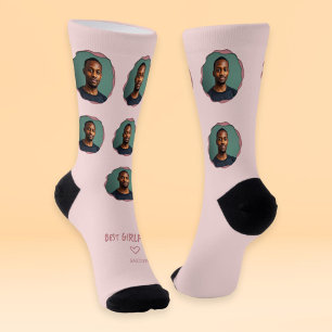 Pink Best Girlfriend Photo Socks
