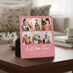 Pink Best Mom Ever Six Photo Plaque