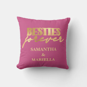 Pink Besties best friends Throw Pillow