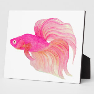Pink Betta Fish Watercolor Plaque