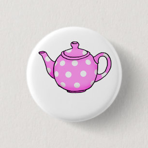 Pink Betty Teapot Square Sticker 1 Inch Round Button