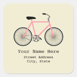 Pink Bicycle Address Sticker