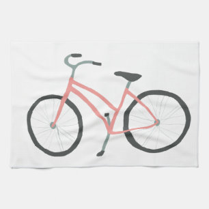 Pink bicycle bike velo kitchen towel