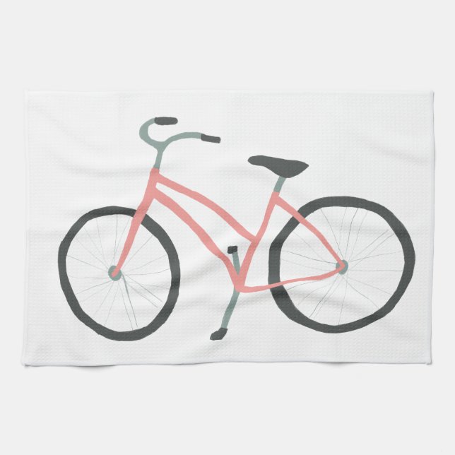 Pink bicycle bike velo kitchen towel (Horizontal)