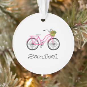 Pink Bicycle Flower Basket LOCATION Year Summer Ornament