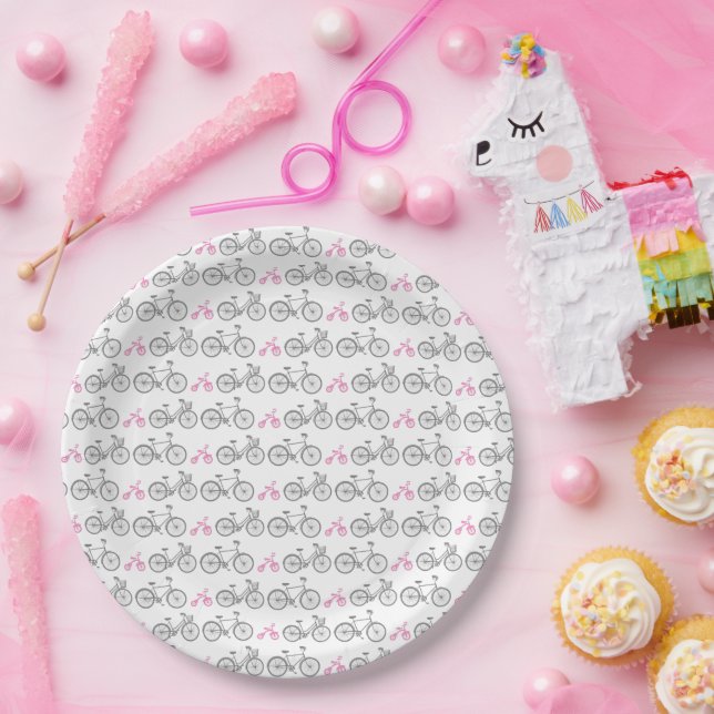 Pink Bicycle Paper Plate (Party)