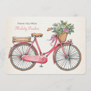 Pink Bicycle Personalized Notecard